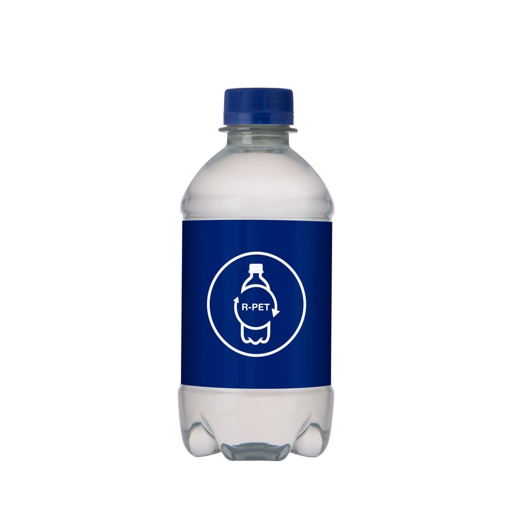 Bronwater 330 ml met draaidop - bedrukt of onbedrukt verkrijgbaar - Transparant/Blauw