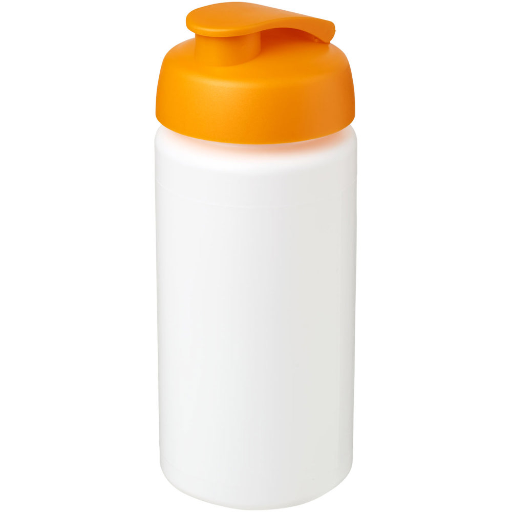 Baseline® Plus grip 500 ml sportfles met flipcapdeksel - met logo of onbedrukt bestellen - Wit, Oranje
