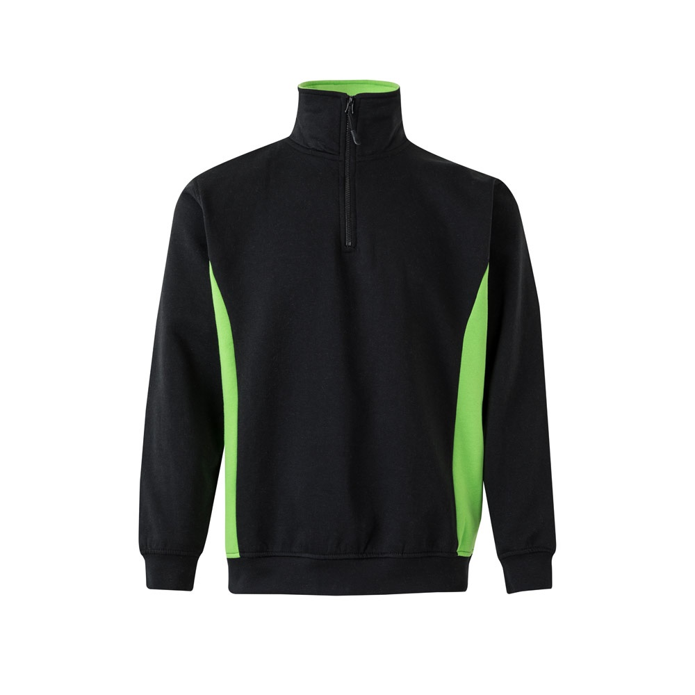 VL SVAROG. Tweekleurig sweatshirt van badstof (260g/m²), van polyester (65%) en katoen (35%) - voor bedrijven - Zwart, Groen