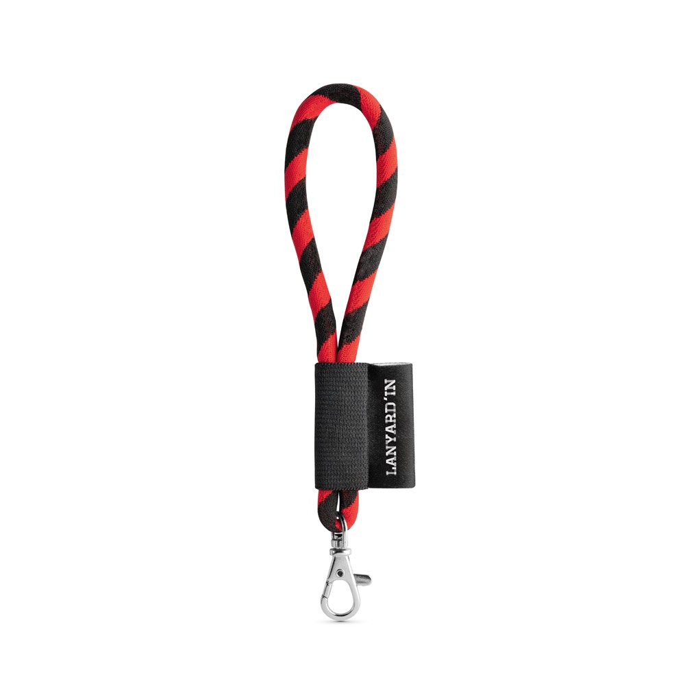 75090. Lanyard Tube Short Set. Standaard modellen - voor bedrijven en relatiegeschenken - Zwart, Rood