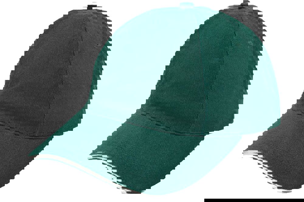 Brushed promo cap - met logo of onbedrukt bestellen - Flessengroen (PMS 3308c) / Naturel