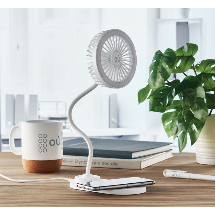 VIENTO - Bureau ventilator en lader - met logo of onbedrukt bestellen