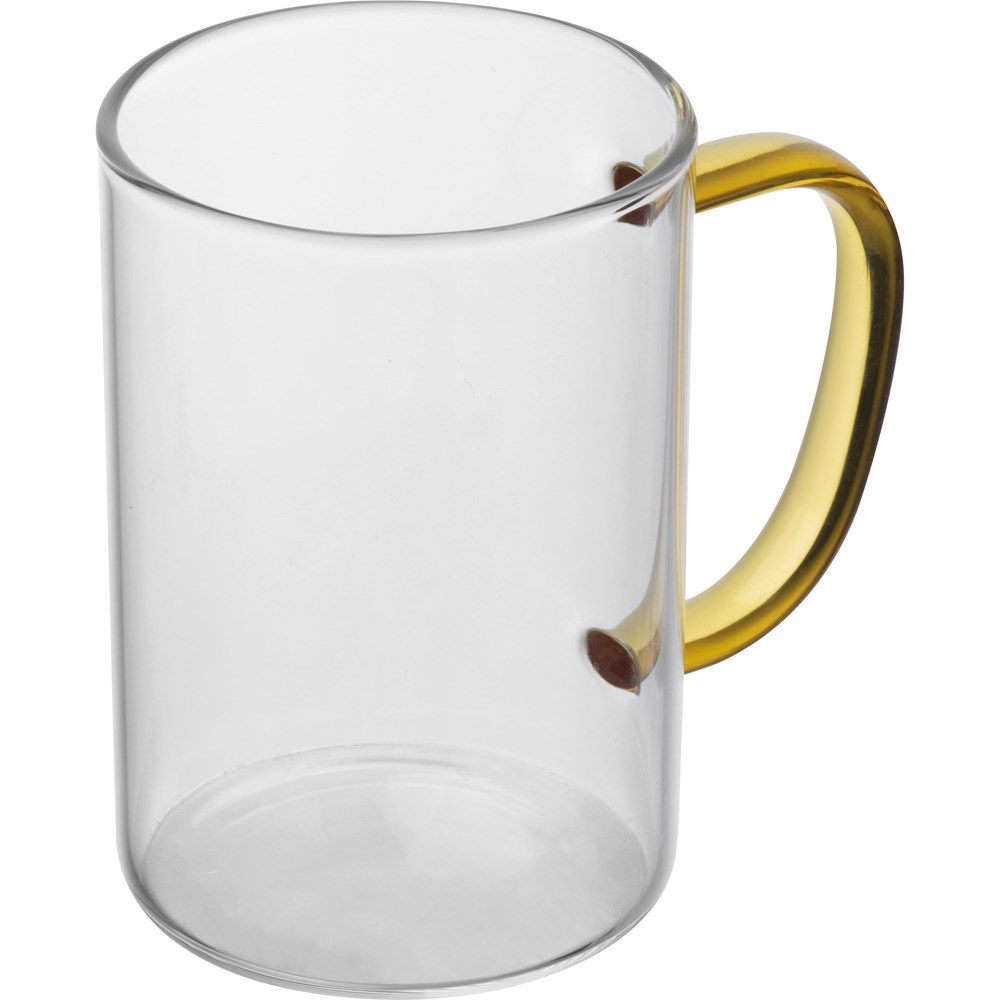 Theeglas met gekleurd oortje - kopen of bedrukken - Geel