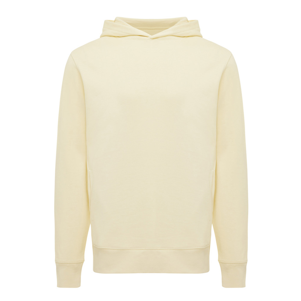 IQONIQ Yengo recycled katoen hoodie met steekzakken - voor bedrijven en relatiegeschenken - cream yellow (± PMS 12-0717 TCX)