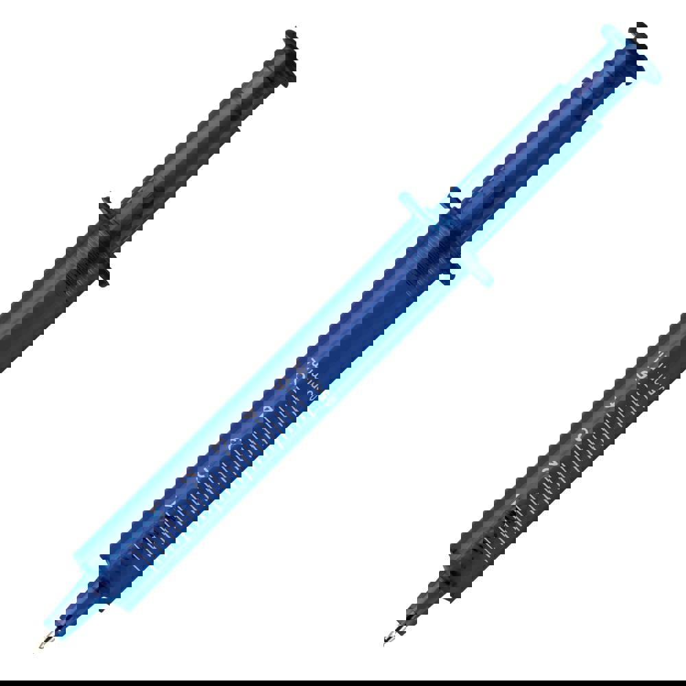 Injectiespuitpen transparant - bedrukt of onbedrukt verkrijgbaar - Transparant / Blauw