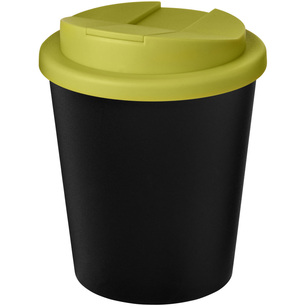Americano® Espresso Eco 250 ml gerecyclede beker met knoeibestendig deksel - bedrukt of onbedrukt verkrijgbaar - Zwart, Lime