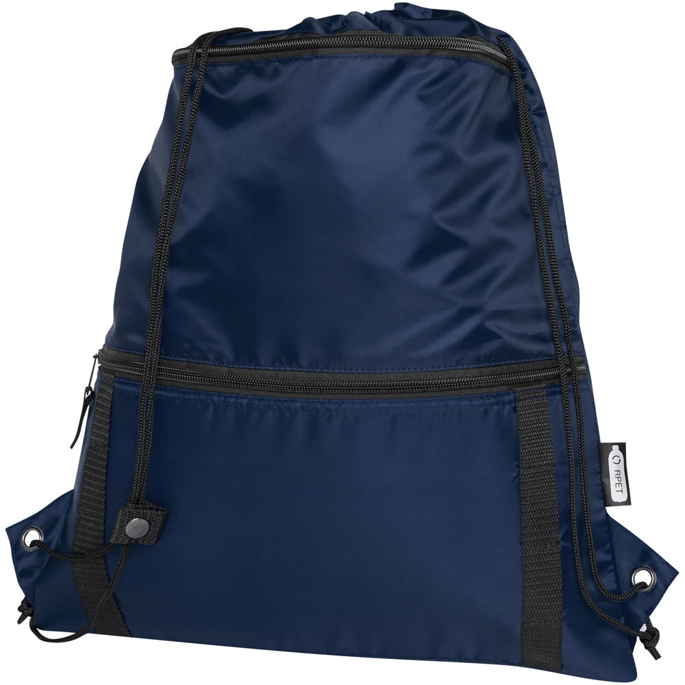 Adventure gerecyclede geïsoleerde tas met trekkoord 9L - met logo of onbedrukt bestellen - Marineblauw