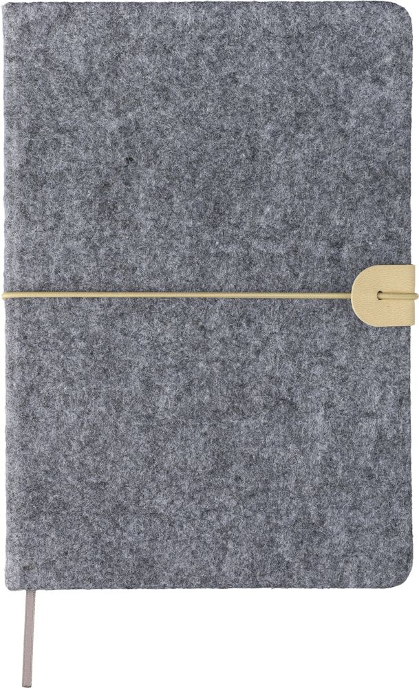 Gerecycled vilt notitieboek (A5) Dario - met logo of onbedrukt bestellen - Grijs