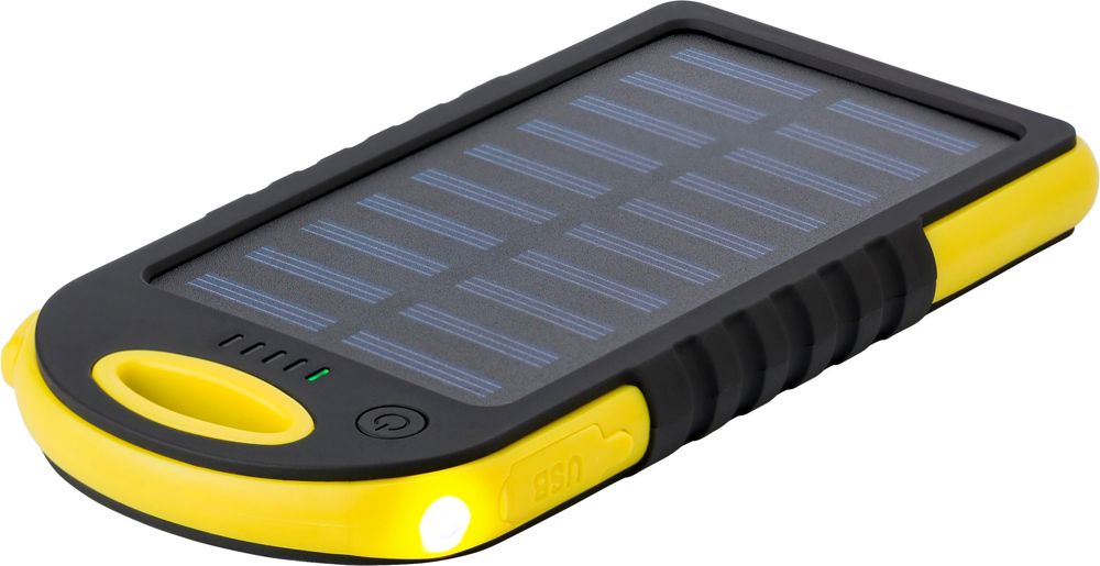 Rubberen ABS zonne-energie powerbank Arin