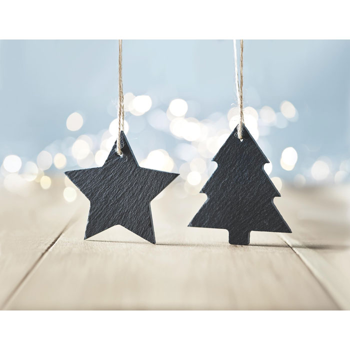 SLATESTAR - Kerstboom hanger van leisteen - bedrukt of onbedrukt verkrijgbaar
