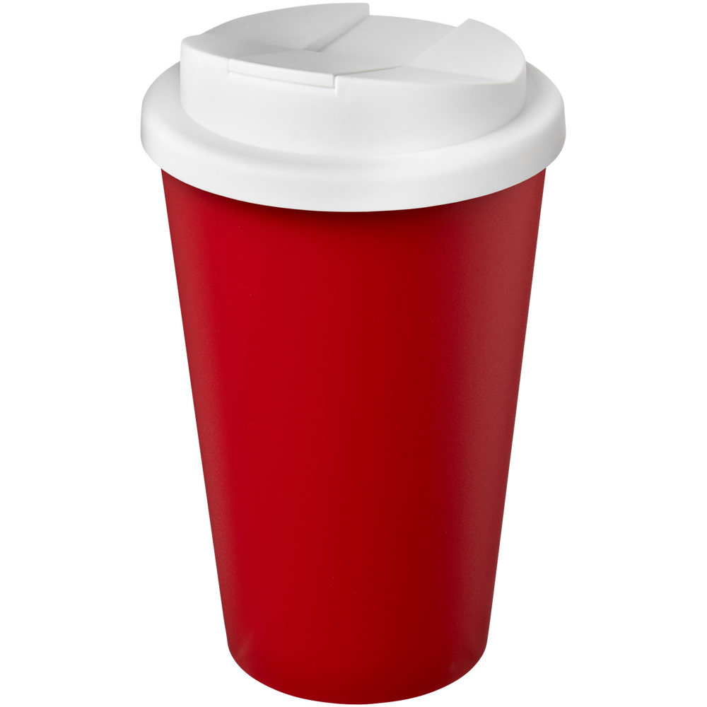 Americano® Eco 350 ml gerecyclede beker met spill-proof deksel - voor bedrijven en relatiegeschenken - Rood, Wit