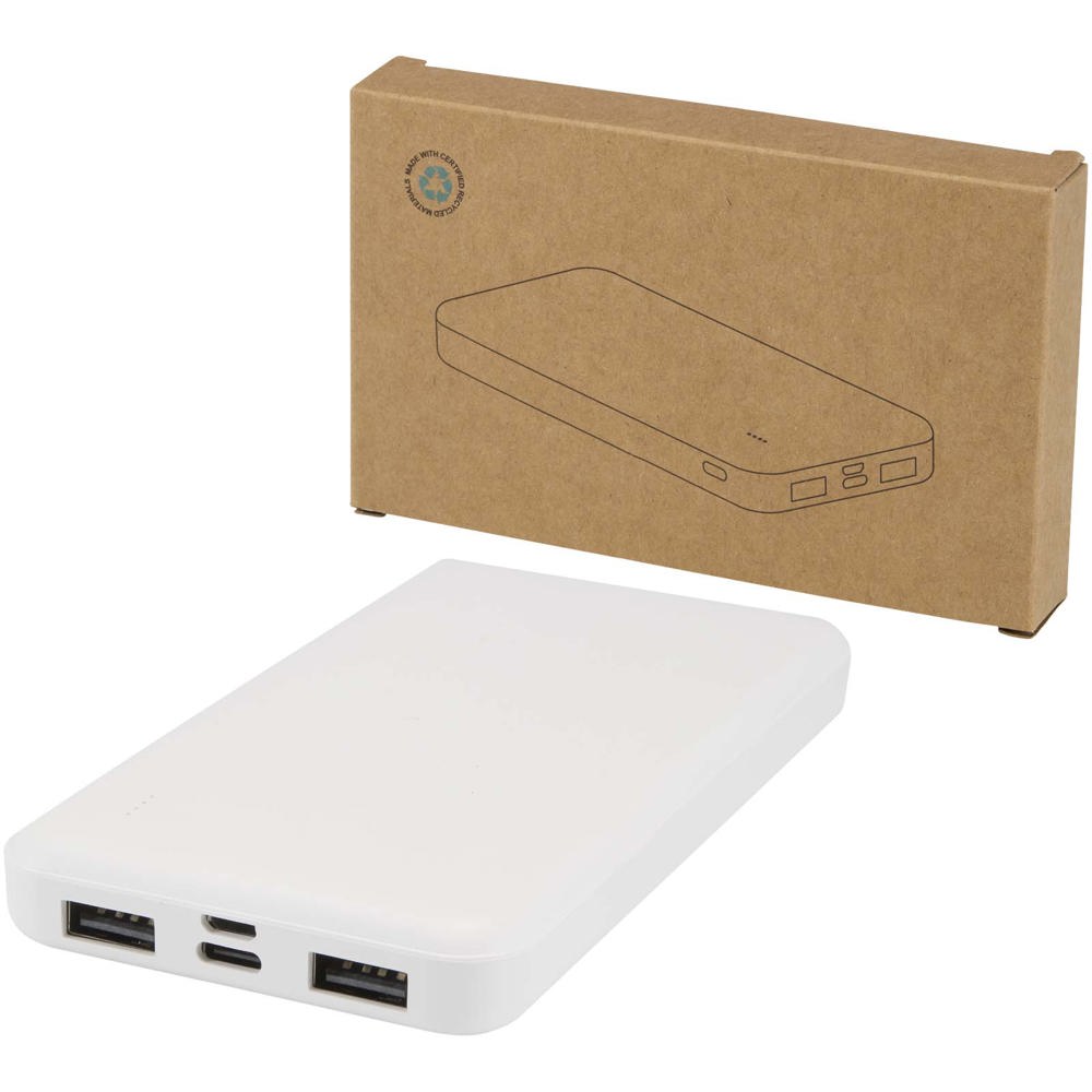 Intan powerbank van 10.000 mAh 10 W van gerecycled plastic - voor bedrijven en relatiegeschenken - wit