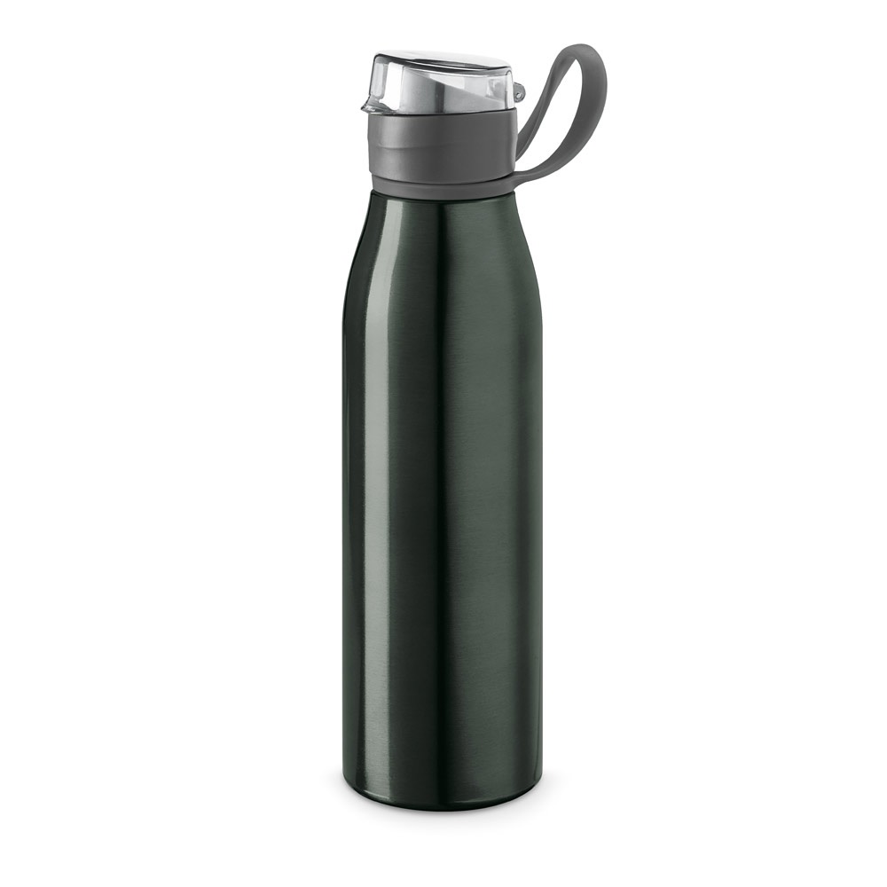 KORVER. Aluminium 650 mL sportfles - bedrukt of onbedrukt verkrijgbaar - gun metal