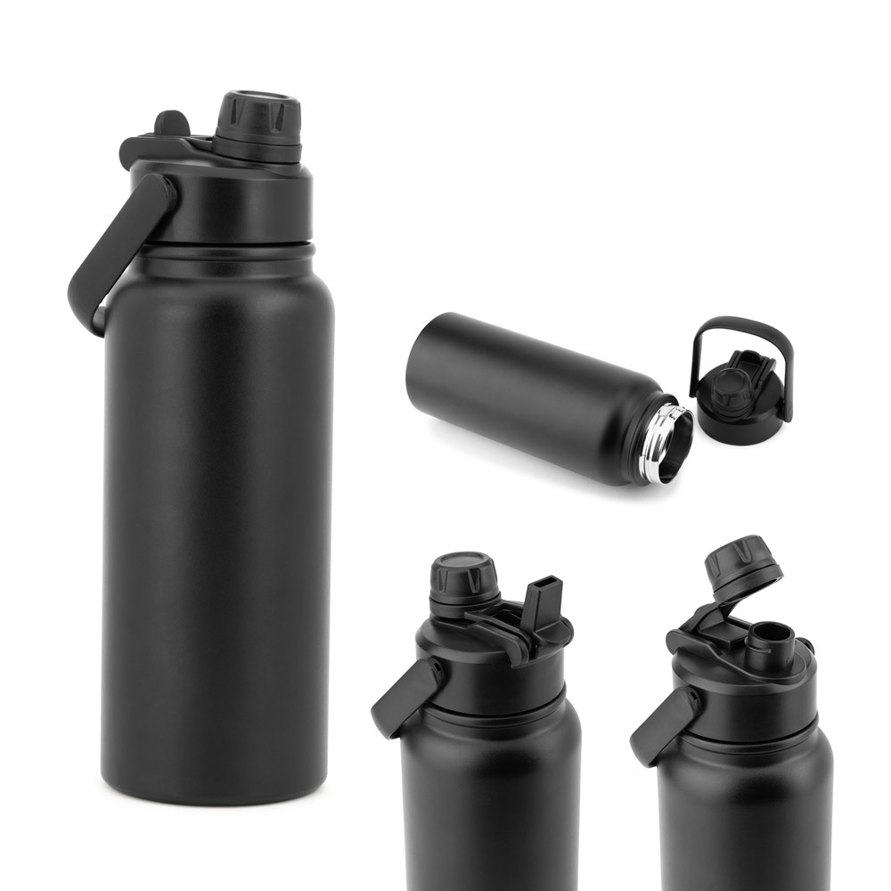 ALCARAZ. Fles van roestvrij staal (90% gerecycled), dubbelwandig vacuüm geïsoleerd - voor bedrijven en