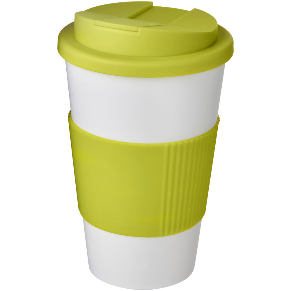 Americano® 350 ml geïsoleerde beker met handvat - voor bedrijven en relatiegeschenken - Wit, Lime