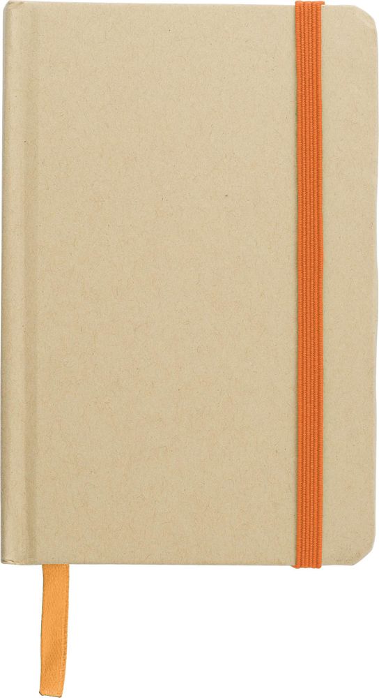 Gerecycled papieren notitieboek (A6) John - met logo of onbedrukt bestellen - Oranje