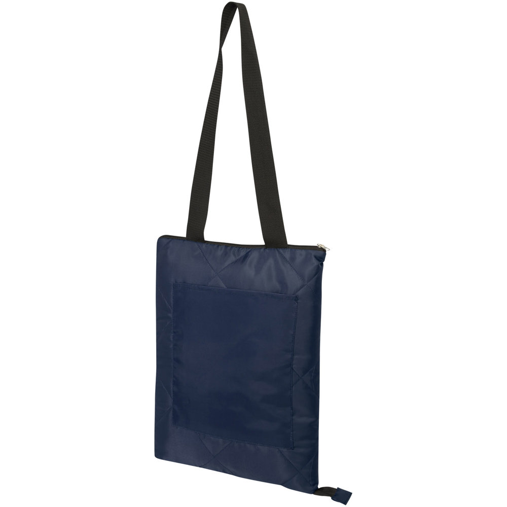 Clary picknickdeken van gerecycled GRS-polyester - met logo of onbedrukt bestellen - Marineblauw