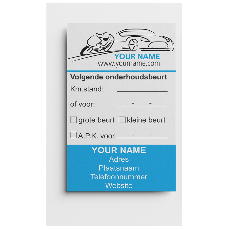 Auto onderhoudskaartjes - kopen of bedrukken
