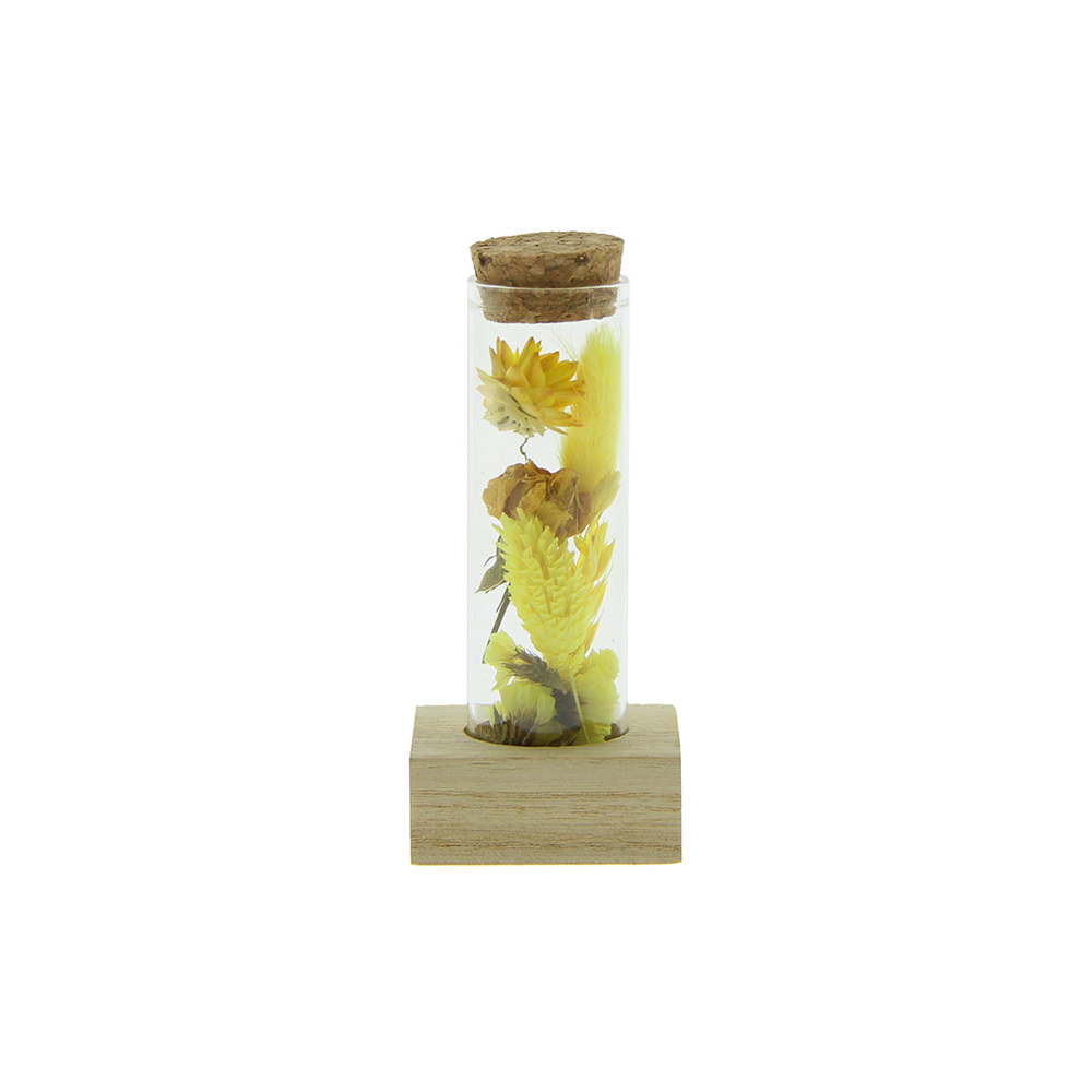 Dried Flowers - Single tube & wood - voor bedrijven en relatiegeschenken - geel