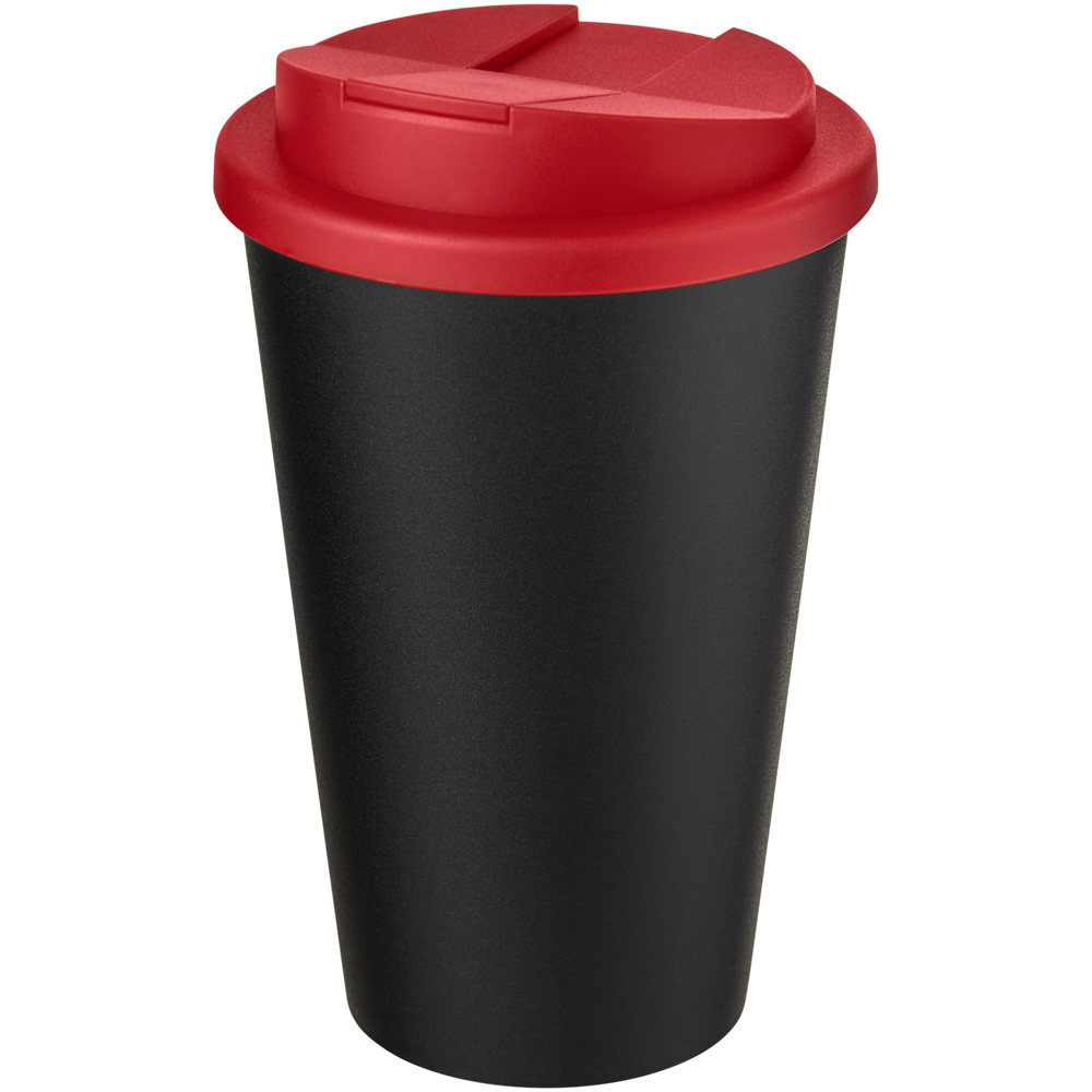 Americano® Eco 350 ml gerecyclede beker met spill-proof deksel - voor bedrijven en relatiegeschenken - Rood, Zwart