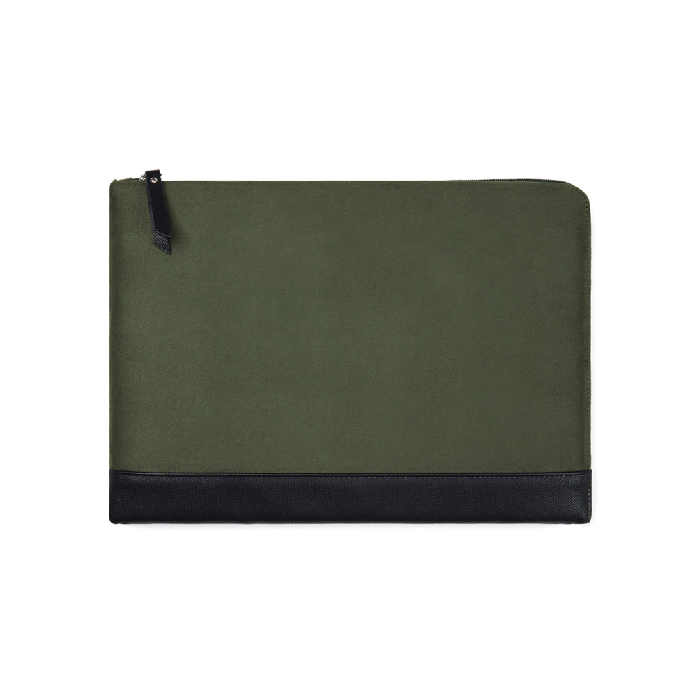 VINGA Marlow RCS recycled polyester 14" laptop sleeve - bedrukt of onbedrukt verkrijgbaar - groen, zwart (± PMS 19-0419 TPG/ ± PMS Black)
