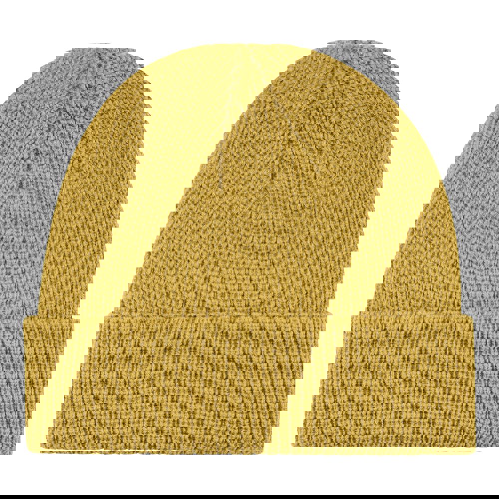 Grof gebreide fisher muts - voor bedrijven en relatiegeschenken - Mosterdgeel (PMS 110c) / Mosterdgeel