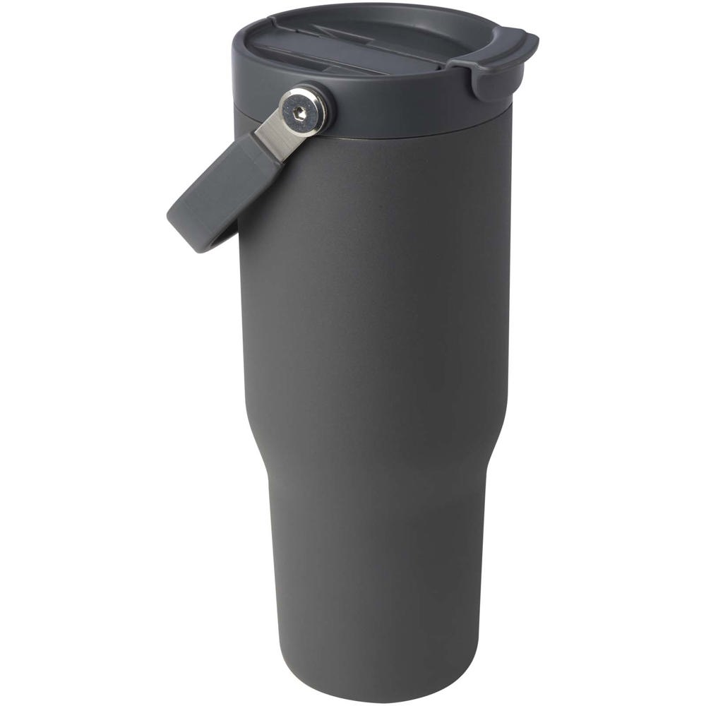 Bronx 900 ml RCS gecertificeerde, vacuüm geïsoleerde beker van gerecycled roestvrij staal en koper met deksel - grijs