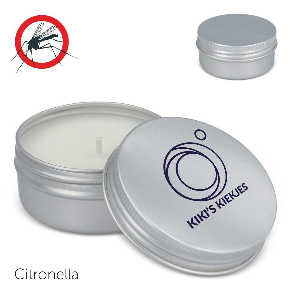 Citronella insectenwerende plantaardige kaars in gerecycled blik - met logo of onbedrukt bestellen