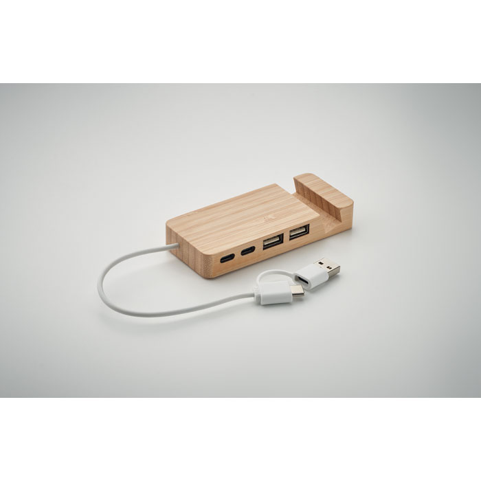 HUBSTAND - Bamboe USB hub 4 poorten