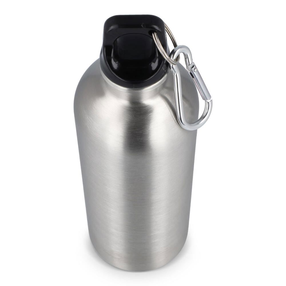 Gerecycled RVS Enkelwandige fles met Karabijnhaak 500ml