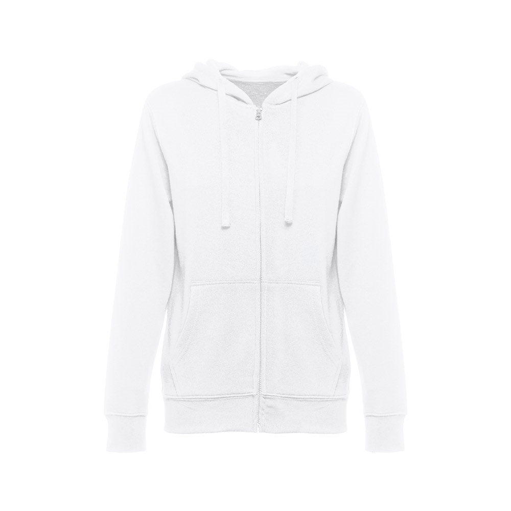 THC AMSTERDAM WOMEN WH. Damessweatshirt met capuchon en rits - voor bedrijven en relatiegeschenken - Wit