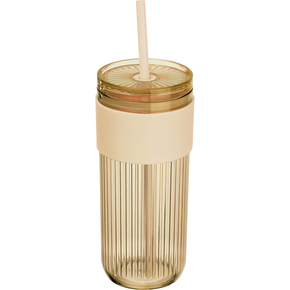 Beker met rietje, 660 ml - Beige