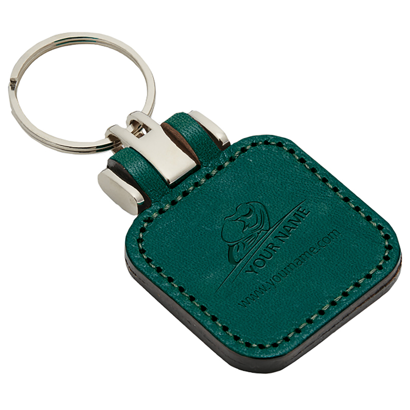 Sleutelhanger P02743, Kunstleder - bedrukt of onbedrukt verkrijgbaar - Groen