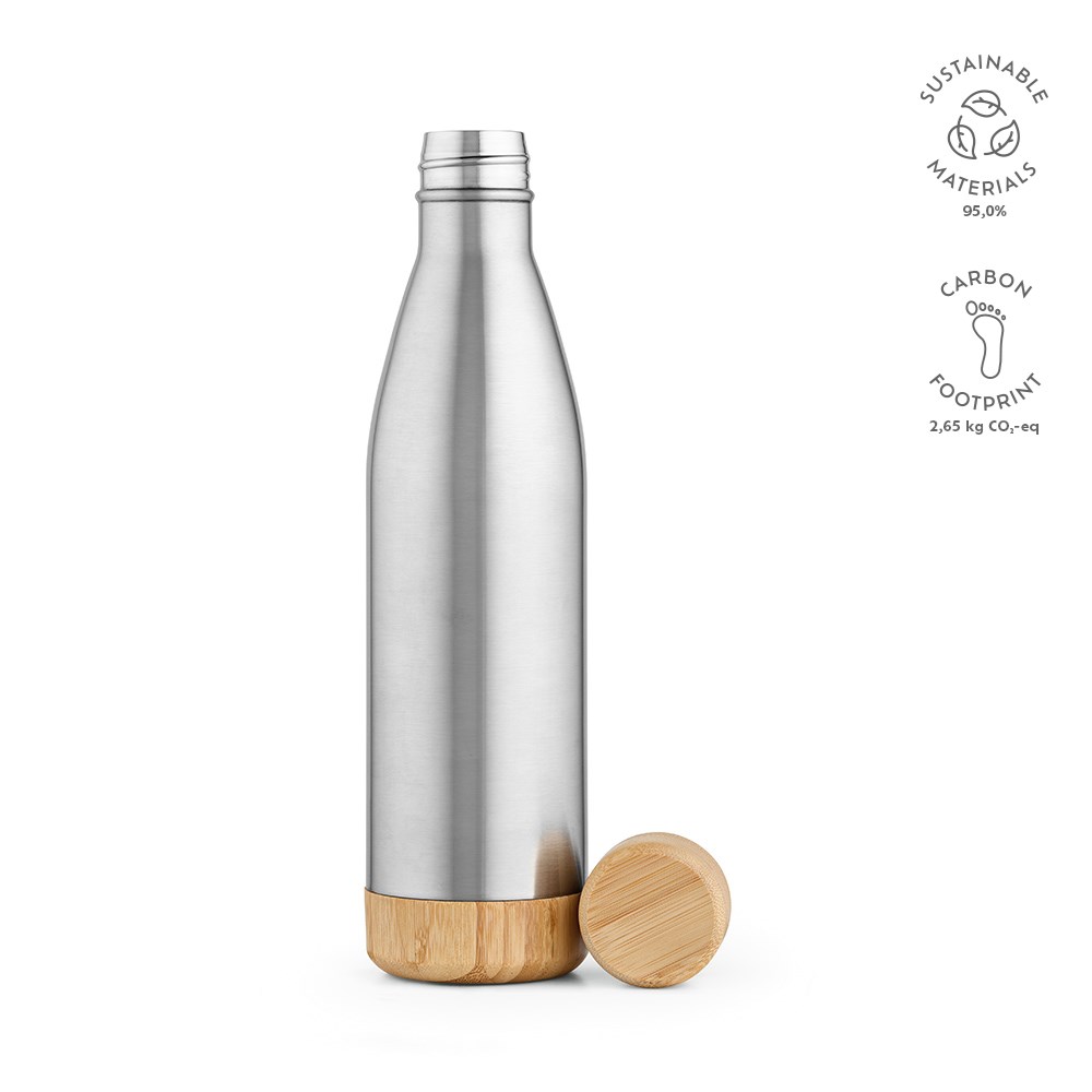 Congo fles gerecycled roestvrij staal 780 ml - Zilver - met logo of onbedrukt bestellen