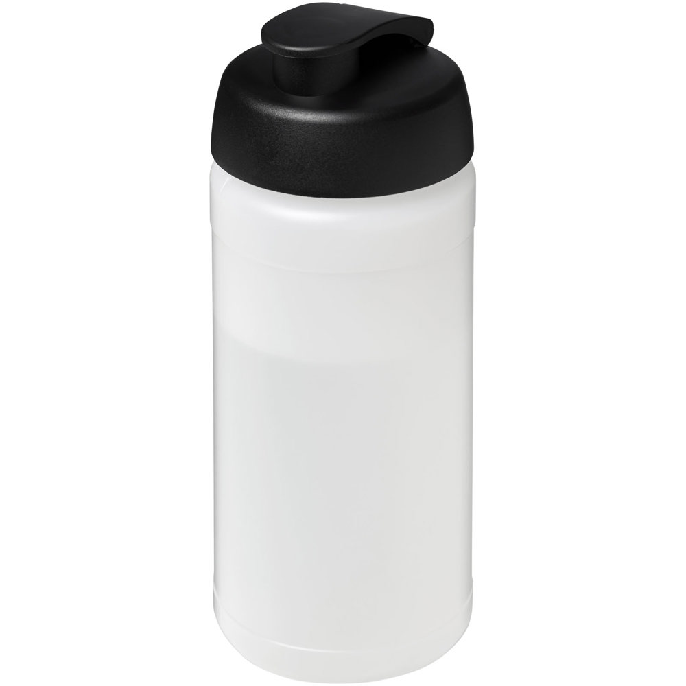 Baseline® Plus 500 ml sportfles met flipcapdeksel - met logo of onbedrukt bestellen - Transparent, Zwart