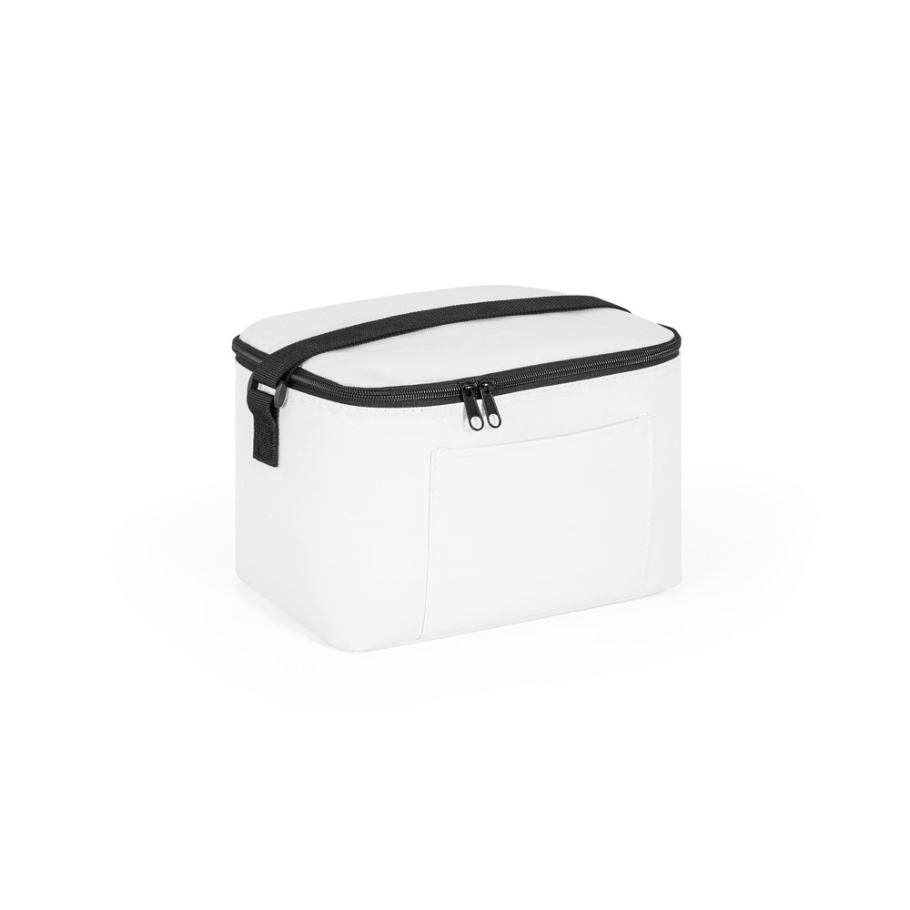 CANCUN. Thermische tas van 600D gerecycled polyester met verstelbare riem 7 L - bedrukt of onbedrukt - wit