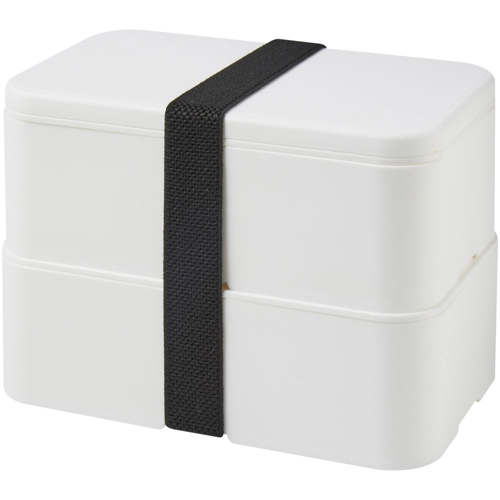 MIYO 700+700 ml dubbellaagse lunchbox - met logo of onbedrukt bestellen - Wit, Wit, Zwart