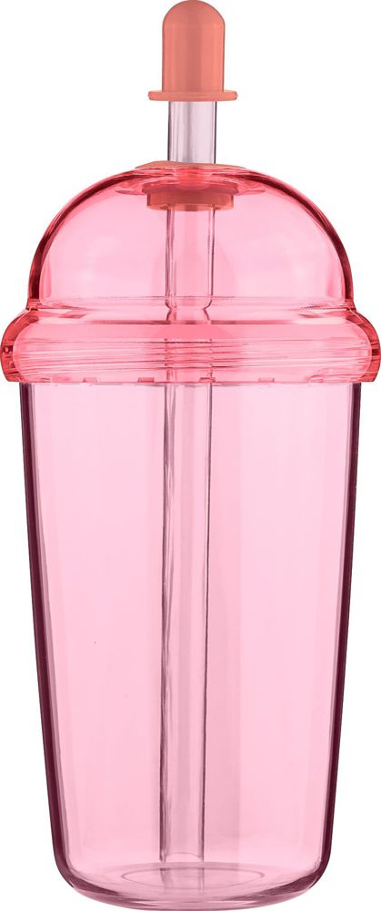 rPet Drinkbeker met rietje Glow 500 ml - roze