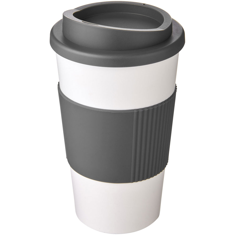 Americano® 350 ml geïsoleerde beker met grip - kopen of bedrukken - Wit, Grijs