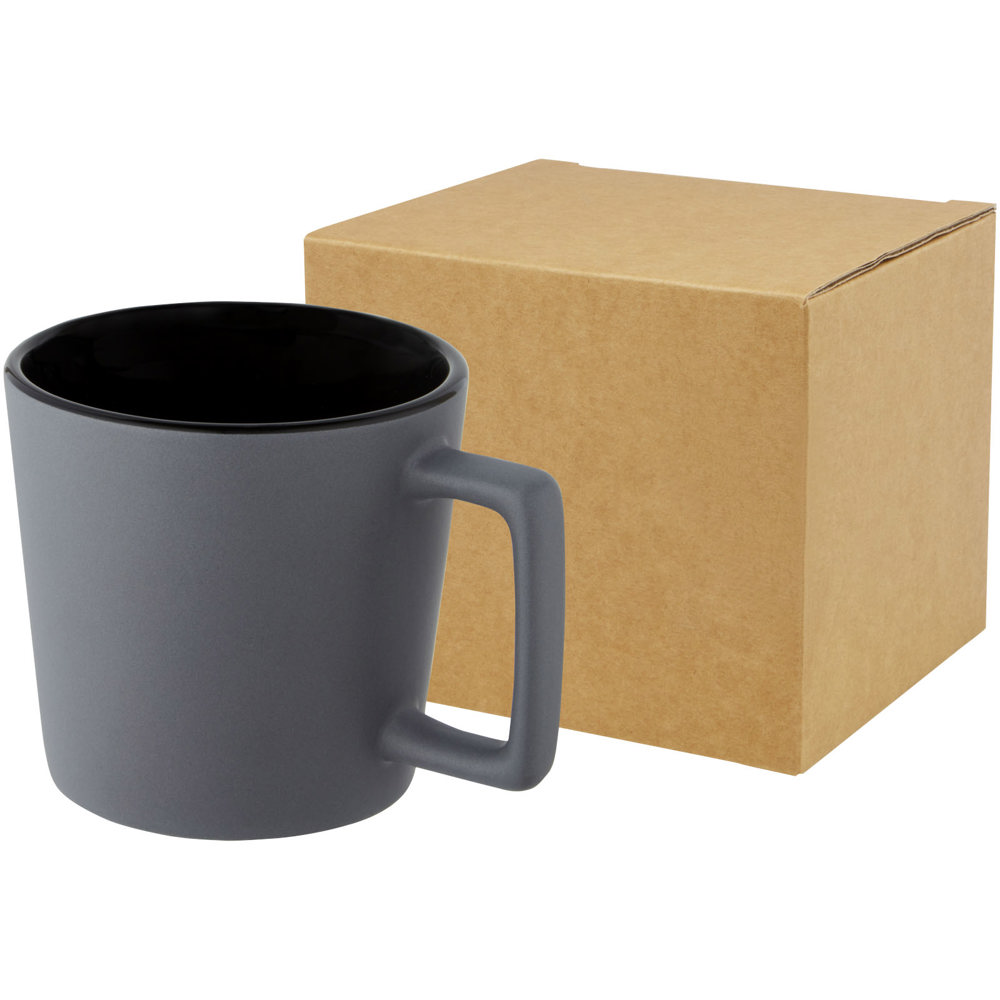 Cali keramische mok van 370 ml met matte afwerking - kopen of bedrukken - Zwart, Mat grijs