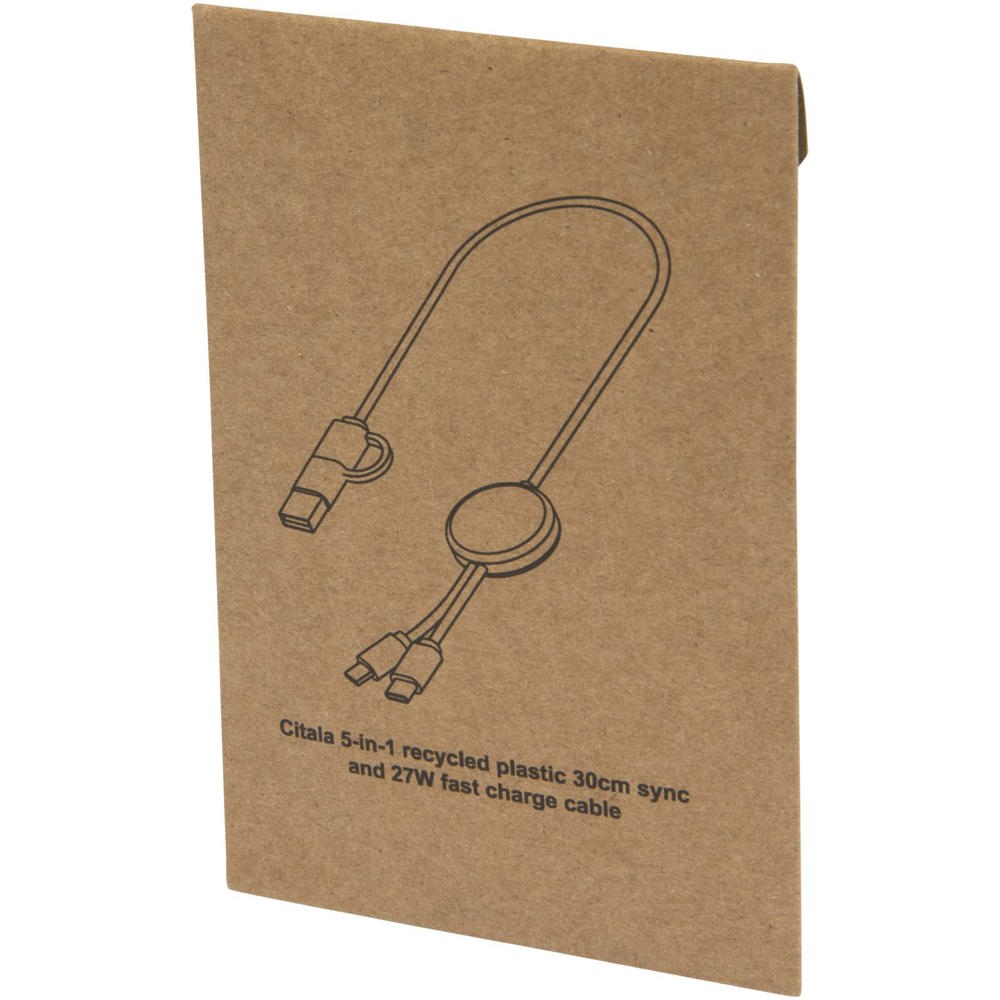 Citala 5-in-1 30 cm datasynchronisatie- en 27 W snellaadkabel van gerecycled plastic