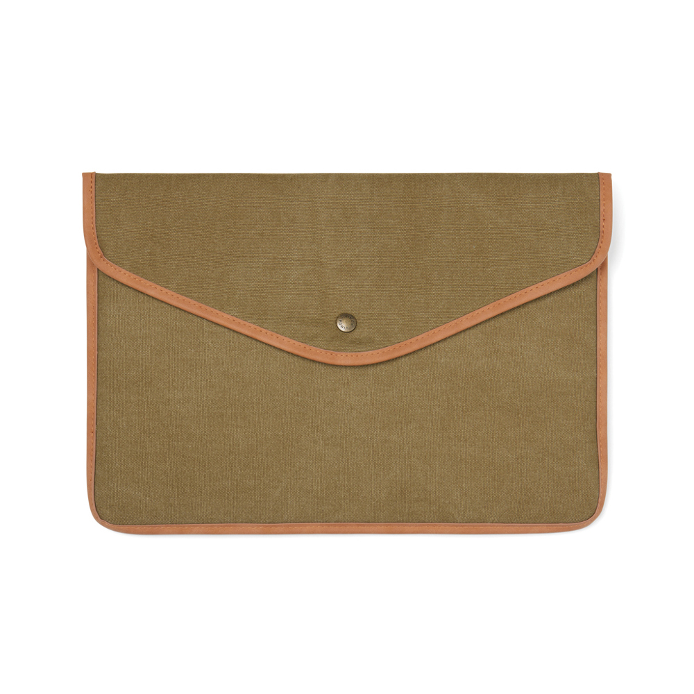 VINGA Bosler GRS recycled canvas 14" laptop sleeve - met logo of onbedrukt bestellen - groen (± PMS 7497)