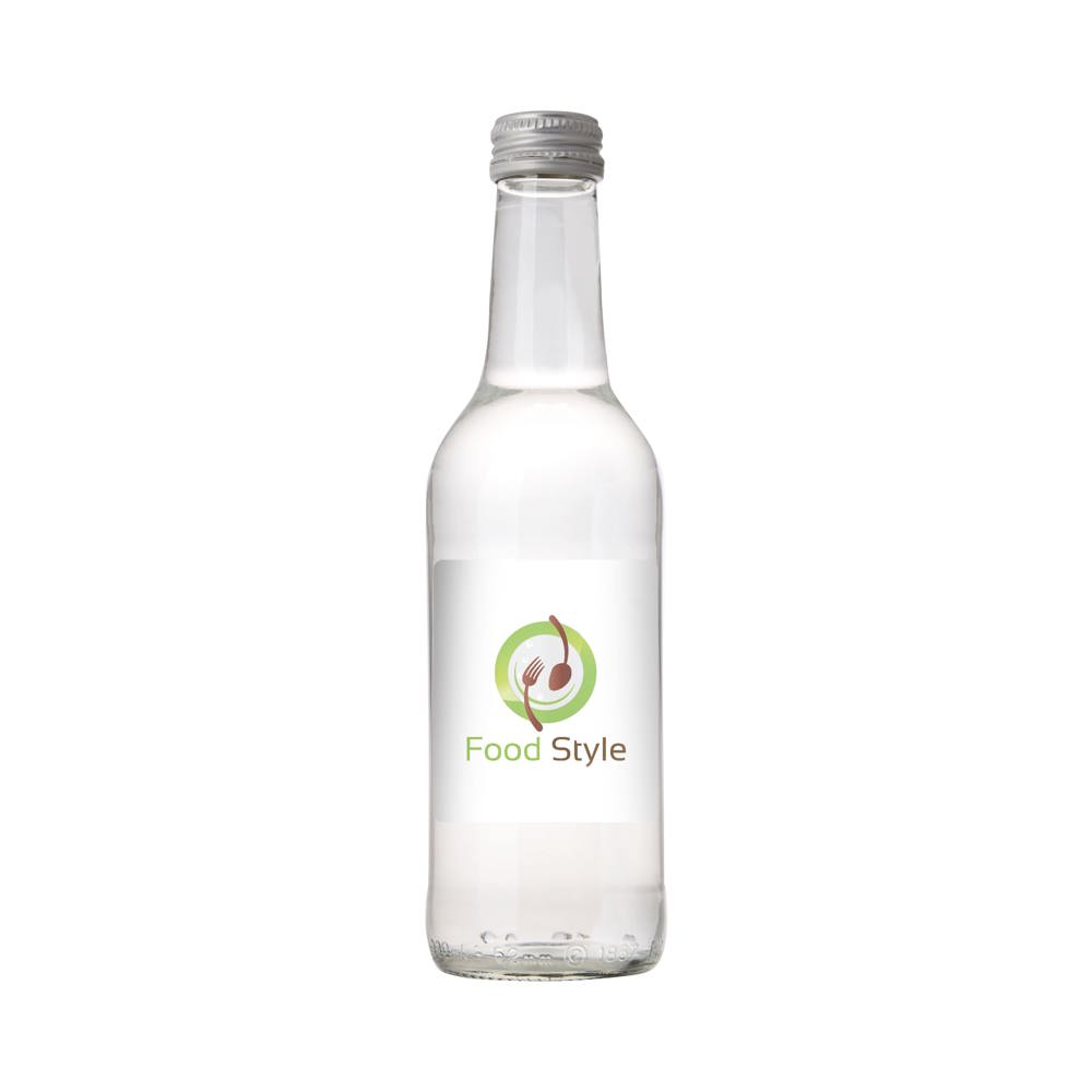 Glazen fles met 330 ml bronwater - voor bedrijven en relatiegeschenken