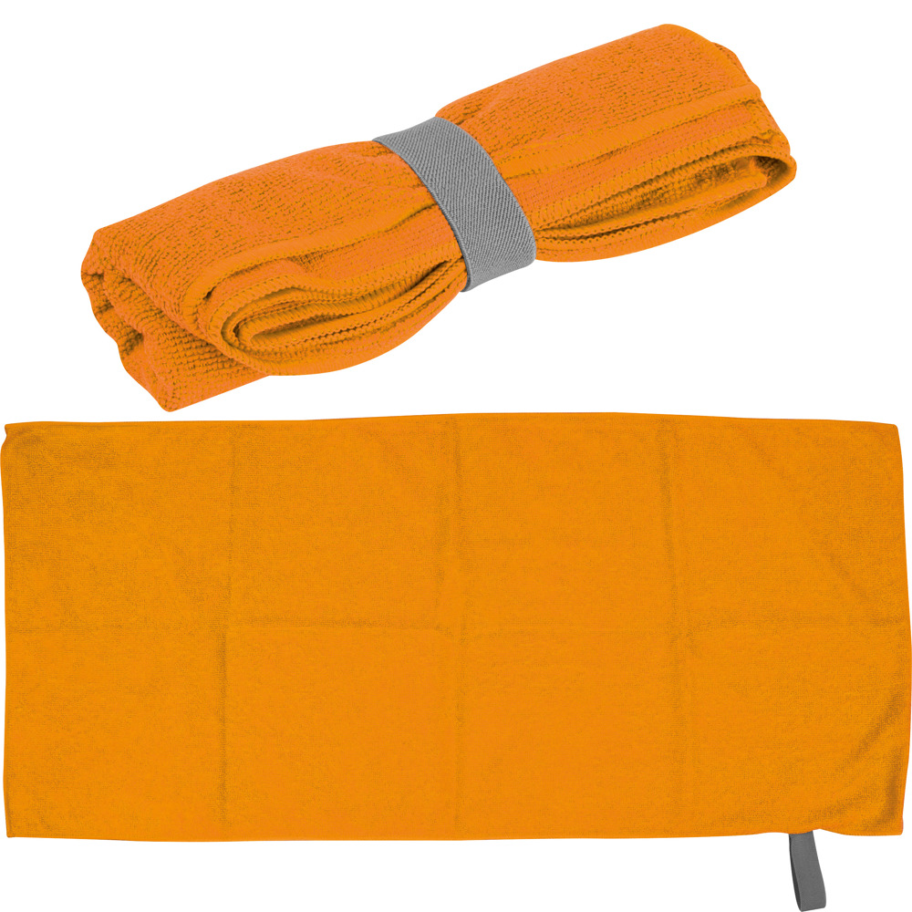 Handdoek van microvezel met elastiek - voor bedrijven en relatiegeschenken - Oranje
