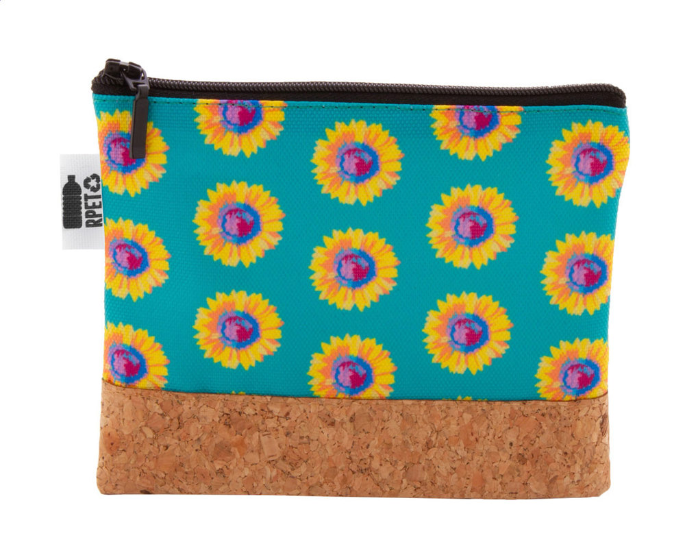 CreaBeauty Cork S RPET - custom made make-up tas - met logo of onbedrukt bestellen - zwart/natuurlijk