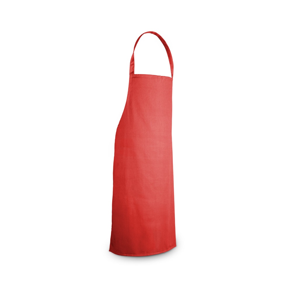 CUMIN. Katoenen keperstof schort (180 g/m²) - met logo of onbedrukt bestellen - rood