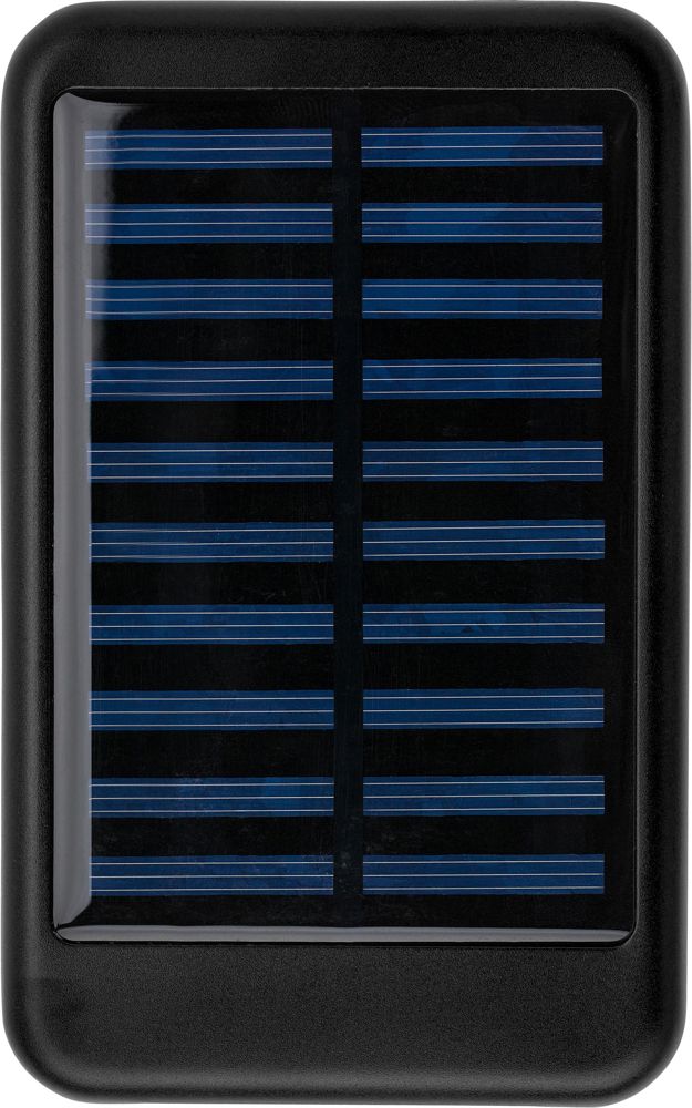 Aluminium zonne-energie powerbank Tycho - met logo of onbedrukt bestellen - Zwart