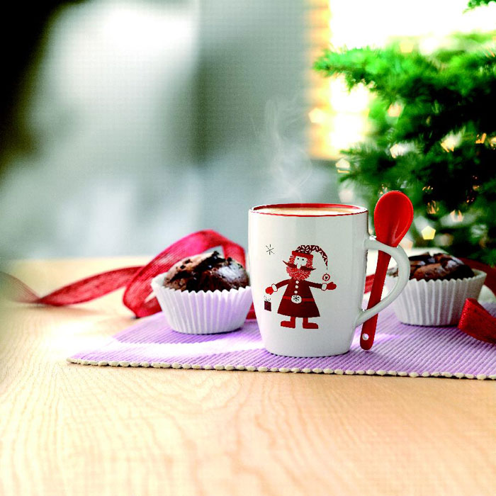 CLAUS - Kerstmok met lepel 250ml - met logo of onbedrukt bestellen