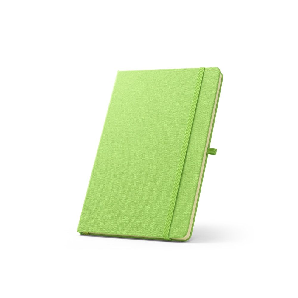 ANNE. A5 notitieblok in gerecycled polyester (100% rPET) met gelinieerde pagina's - kopen of bedrukken - Licht groen