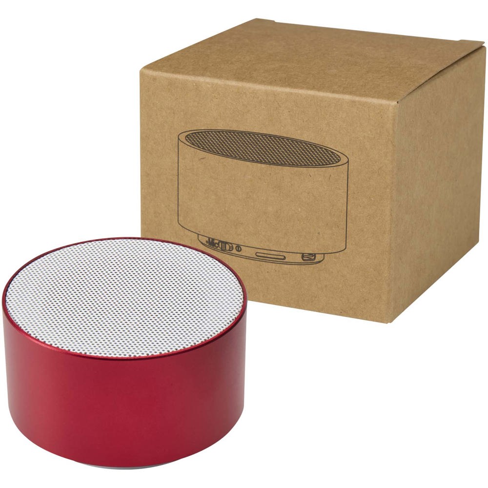 Ankaa 3W gerecycleerde aluminium draadloze Bluetooth®-speaker - bedrukt of onbedrukt verkrijgbaar - Rood